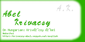 abel krivacsy business card